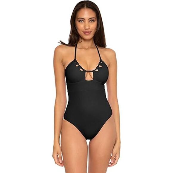 Becca Pucker Up Candice Multi-Way One Piece Swimsuit Black Size Small NWOT - Picture 1 of 11